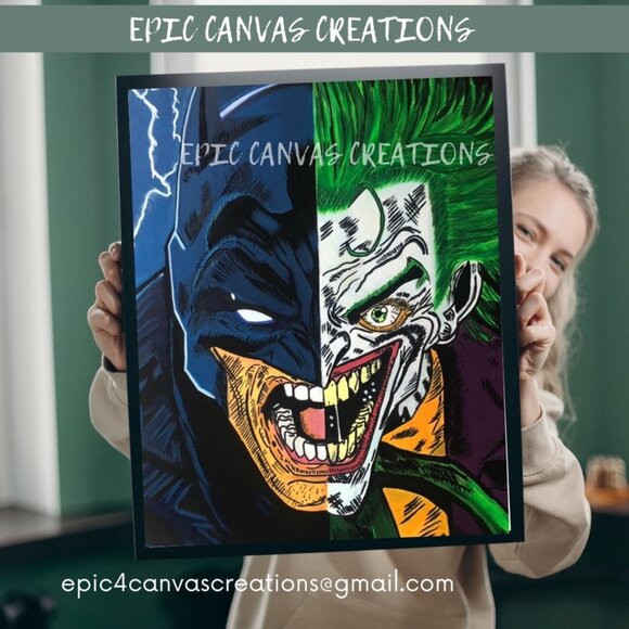 Batman/Joker Hero ~ Villian Painting - Picture 2 of 6
